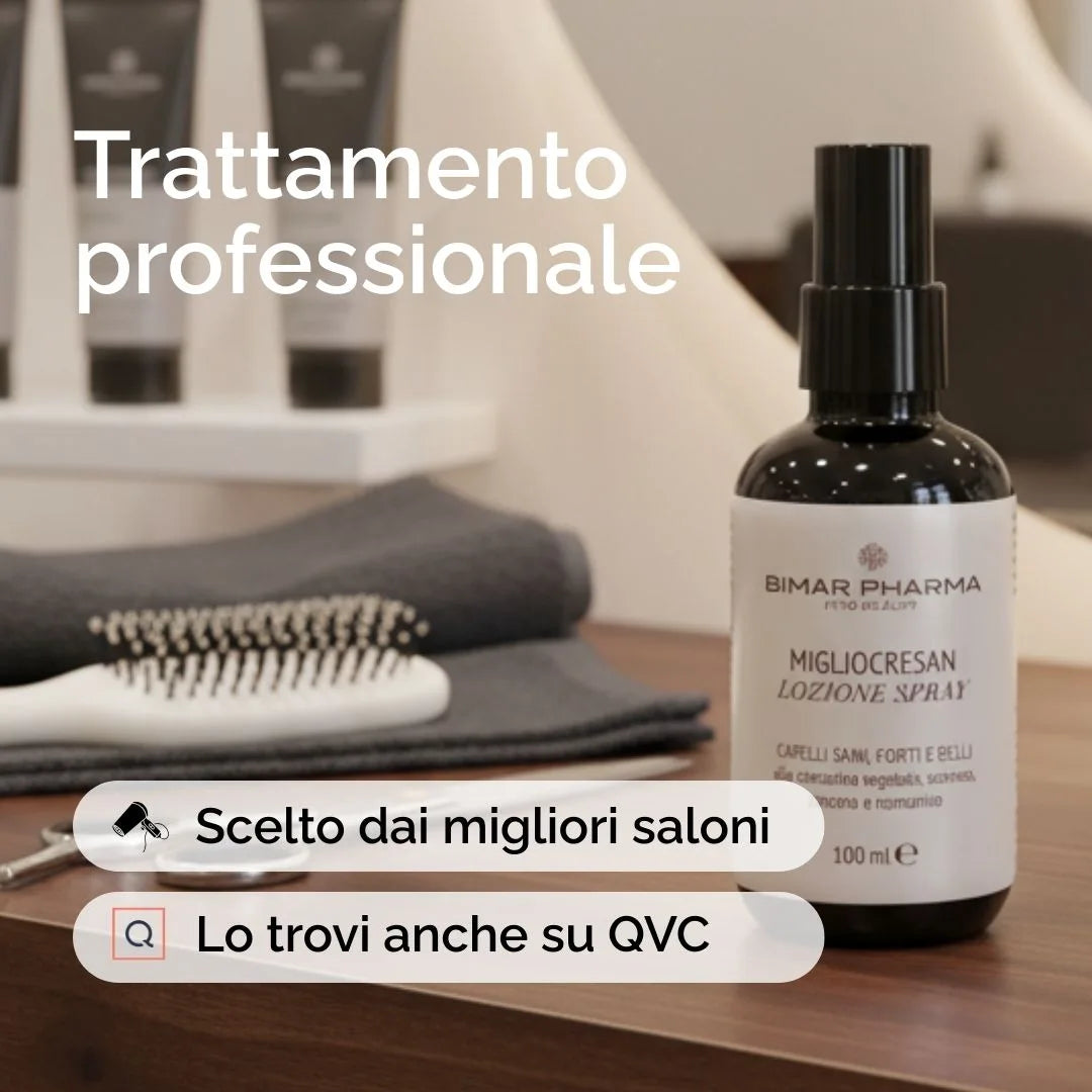 Lozione Spray Migliocresan Anticaduta alla Cheratina Vegetale, Serenoa, Zenzero e Rosmarino